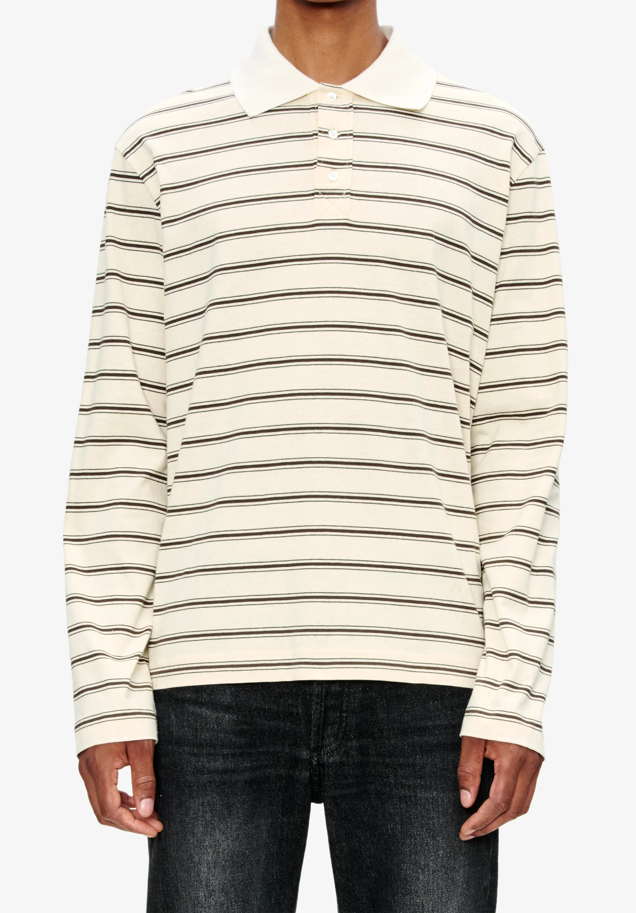Long-sleeve striped polo shirt - Image 4